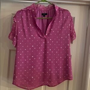 J. Crew Pink Blouse with White Dots